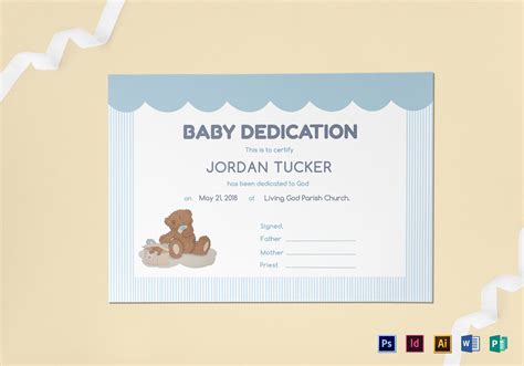 baby dedication certificate design template  psd word publisher