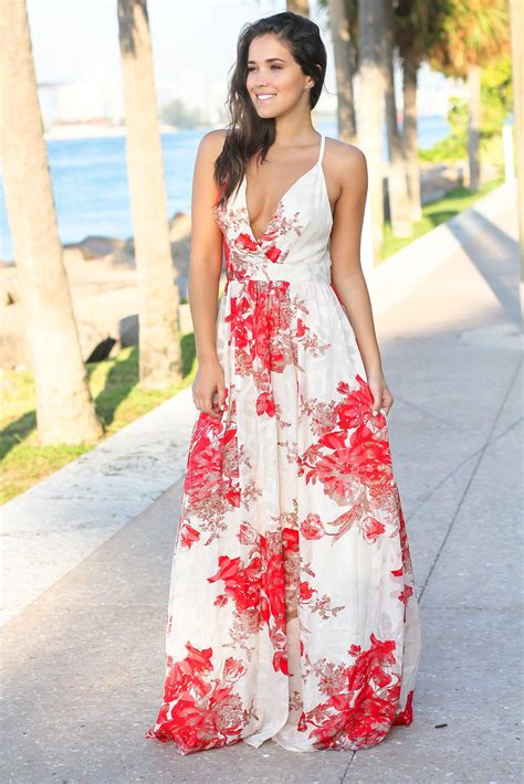 cream  red floral chiffon maxi dress maxi dresses saved   dress