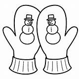 Coloring Mittens Gloves Mitten Snowy Snowman sketch template