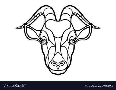 goat head coloring silhouette  white background vector image