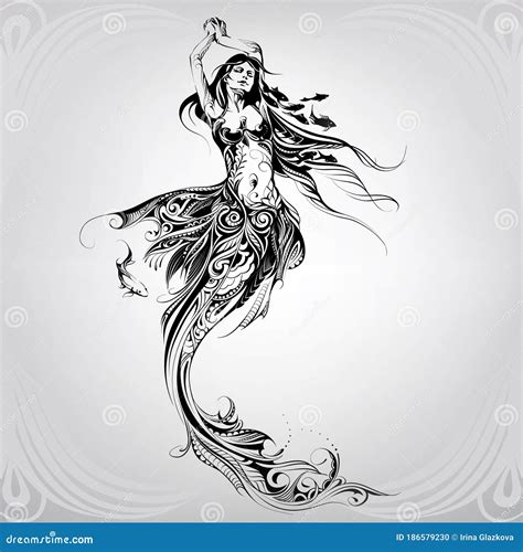 Mermaid Tribal Sea Monster Svg Digital Download Tribal Tattoo