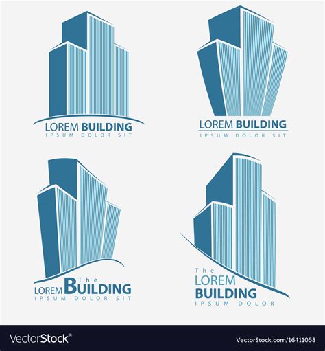 building symbol set architecture business vector image