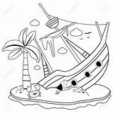 Shipwreck Island Coloring Clipart Ship Vector Deserted Pages Book Clip Wrecked Palm Tree Illustrations Vectors Stock Clipground Illustration Template Dreamstime sketch template