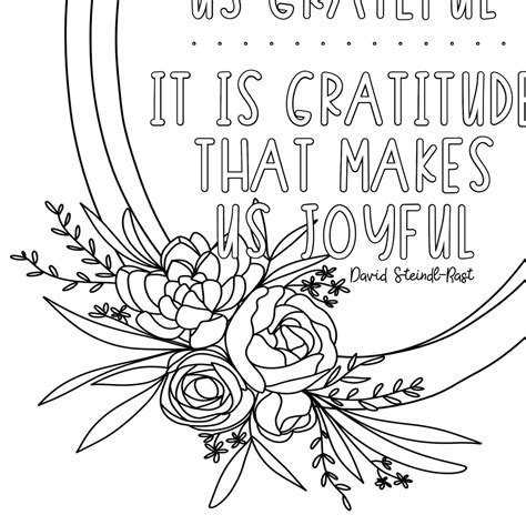 gratitude coloring page hand drawn coloring page print etsy