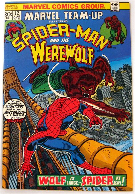 marvel team up 12 amazing spider man werewolf 1st moondark comics 1973 spiderman comic