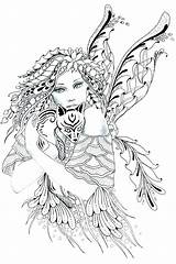 Grayscale Getcolorings Mythical Fairies Tangles Foxie Norma Bestcoloringpagesforkids Burnell Intricate Realistic Elfe sketch template
