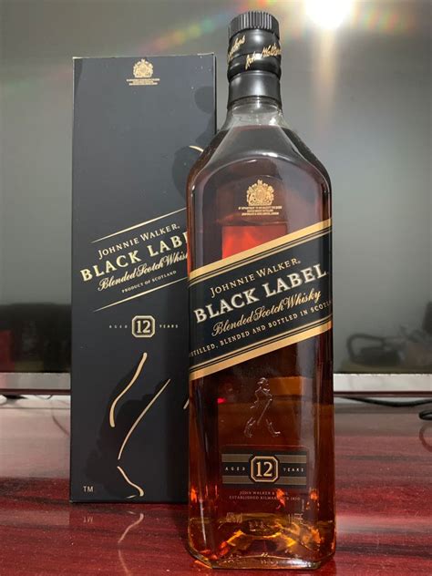 johnnie walker black label  litre  box food drinks alcoholic beverages  carousell