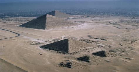 An Aerial View Of The Great Pyramids Of Giza Egypt