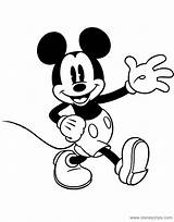 Mickey Classic Coloring Mouse Pages Waving Disney sketch template