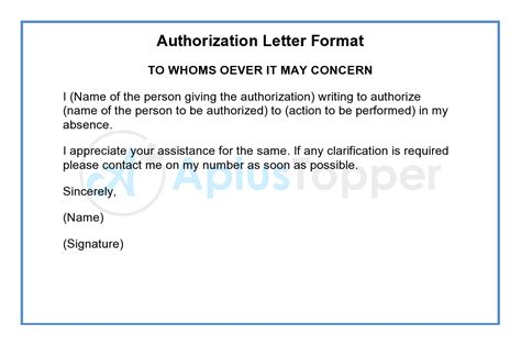 authorization letter letter  authorization format samples   topper