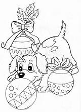 Coloring Christmas Pages Printable Puppy Light Sheets Colouring Animal Book Adult Card Winter Dogs Pokemon Color Kids Drawing Adults Colorear sketch template