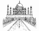 Mahal Taj Inde Monuments Adultos Adulti Colorier Merveilles Indien Situé Adultes Moschee Rivière Comprendente Difficiles Justcolor sketch template