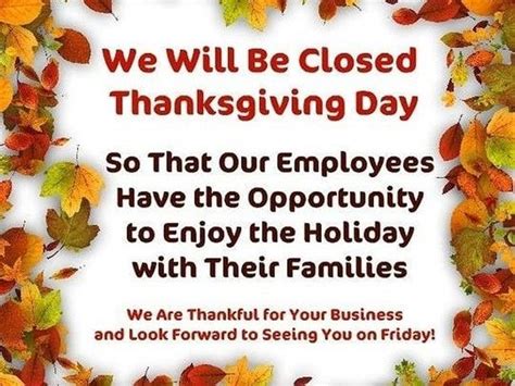 office closure announcement  thankgiving day thanksgiving signs