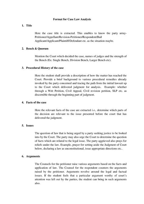 template  case law analysis format  case law analysis  title
