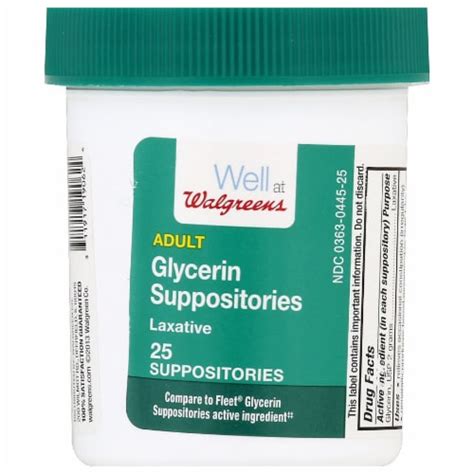 Walgreens Adult Glycerin Laxative Suppositories 25 Ct Kroger