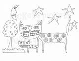 Cats Coloring Stitchery Primitive sketch template