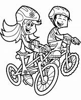 Coloring Kids Bicycles Riding Bikes Children Two Print sketch template