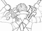 Sword Online Drawing Kirito Dual Wielding Getdrawings sketch template