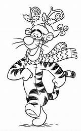 Coloring Christmas Pages Tigger Disney Book Winnie Kids Coloriage Friends Printable Sheets Pooh Wearing Decorations Choose Board sketch template