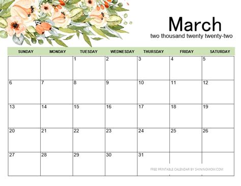 printable march  calendar  awesome designs