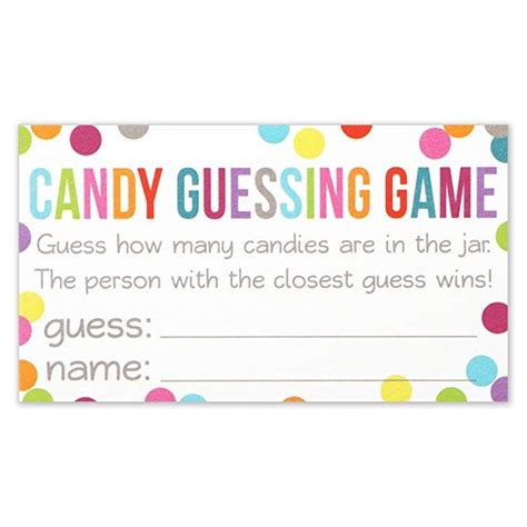 candy guessing game cards guess     jar confetti polka