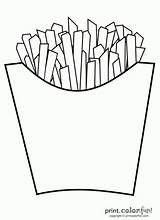 Fries French Coloring Pages Color Print Might sketch template