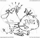 Taxes Clip Money Outline Businessman Hit Extra Being Bag Toonaday Carrying Illustration Royalty Rf Clipart 2021 sketch template