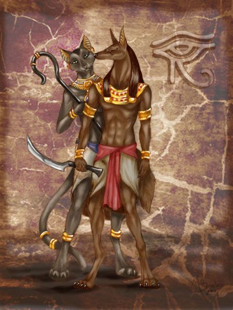 Bastet And Anubis Egyptian Cat Goddess Ancient Egyptian Gods Anubis