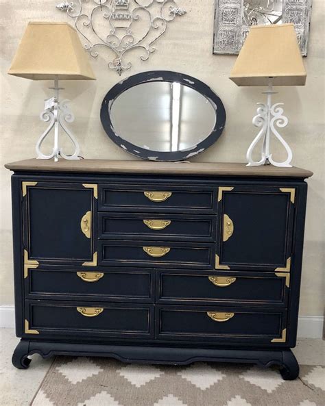 sold broyhill buffet navy blue  gold accents broyhill etsy gold accent dresser broyhill