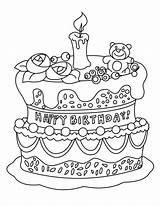 Coloring Birthday Cake Pages Kids Printable Colouring Cakes sketch template