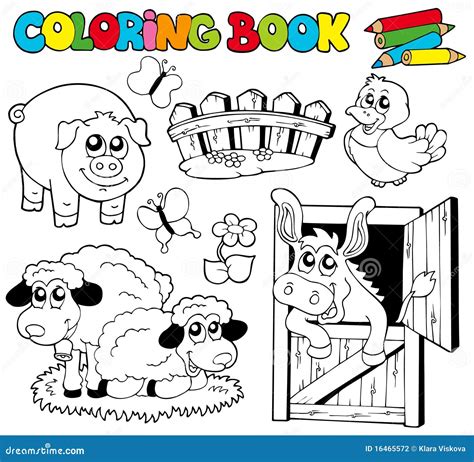 coloring book  farm animals  stock vector illustration  donkey