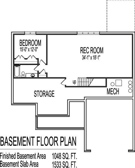 sq ft basement plans small  bedroom house floor plans design slab  grade easy home