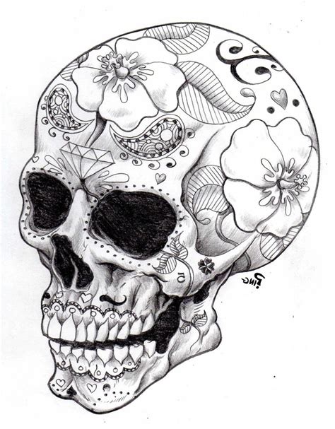 sugar skull tattoo coloring pages side view  printable coloring pages