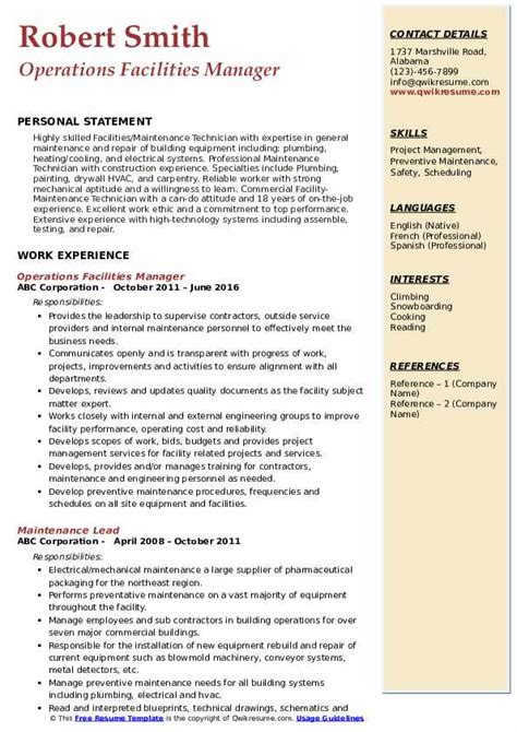 facilities manager resume examples resumege