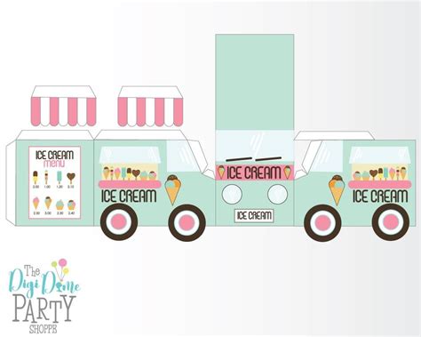 ice cream truckvan party printable large  size  paper crafts