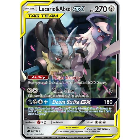 Lucario And Absol Gx Tag Team Custom Pokemon Card Zabatv