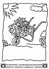 Coloring Pages Garden Printable Flower Wheelbarrow Popular Library Clipart sketch template