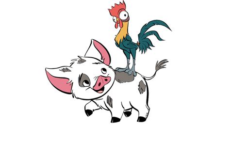 pua  heihei moanas pet pig  rooster disney sketches moana