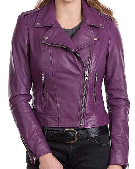 classic women s purple motorcycle leather jacket danezon