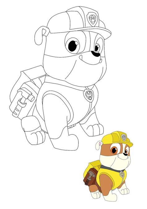 paw patrol rubble coloring sheet  sample   color   paw