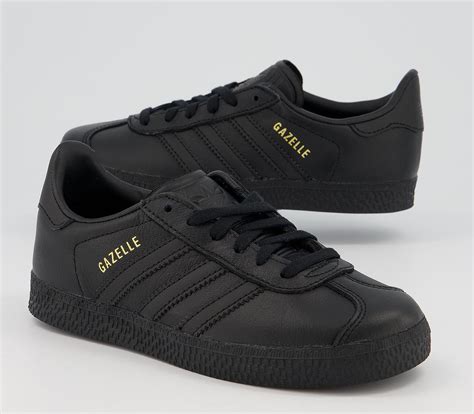 adidas gazelle  kids trainers black mono leather unisex