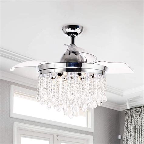 wholesale   crystal ceiling fan  lights  remote modern fandelier invisible
