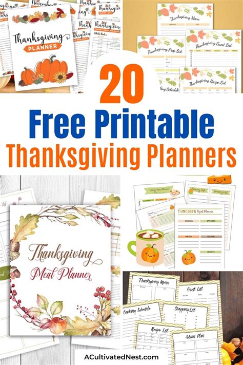 thanksgiving planner printables  cultivated nest