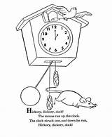 Hickory Dickory Dock Coloring Goose Mother Nursery Rhymes Pages Rhyme Printable Bluebonkers Time Sheets Clipart Clip Printables Poems Twinkle Children sketch template