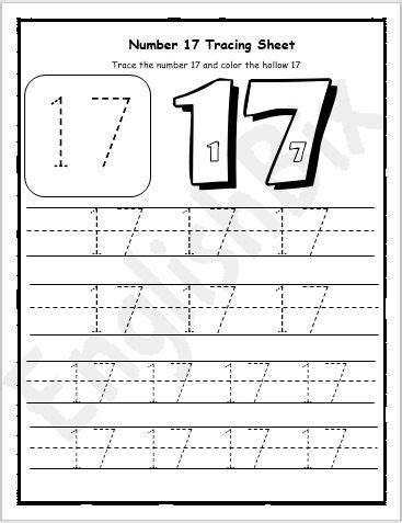 number  tracing worksheet  preschool englishbix