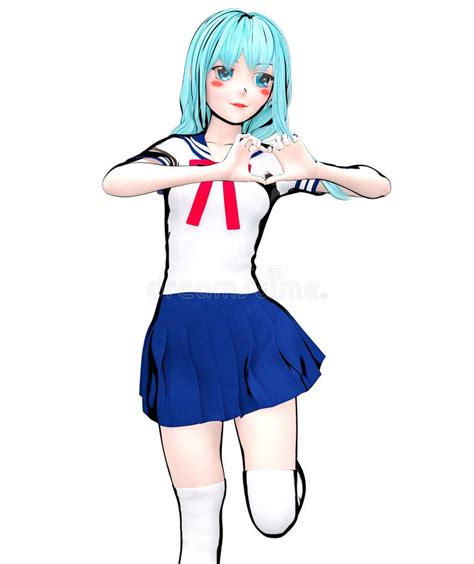 3d Japanese Anime Schoolgirl Stock Illustration Illustration Of Comic