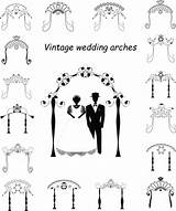 Jewish Wedding Bride Under Arch Canopy Vector Chuppah Religious Graphic Vintage Set Illustrations Groom Illustration Clip sketch template