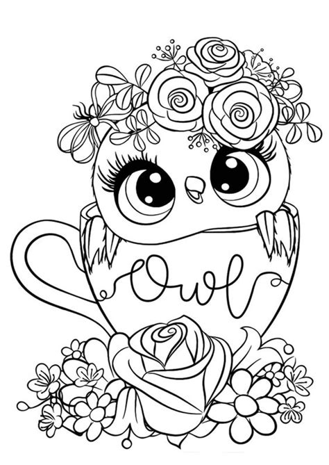 easy  print owl coloring pages