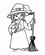 Coloring Witch Halloween Pages Broomstick Kids Sheets Color Fall Dress Colouring Printable Broom Cute Girl Pumpkins Scarecrows Template Bright Because sketch template