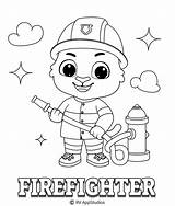 Coloring Fireman Firefighter Rvappstudios Profession Firefighters sketch template